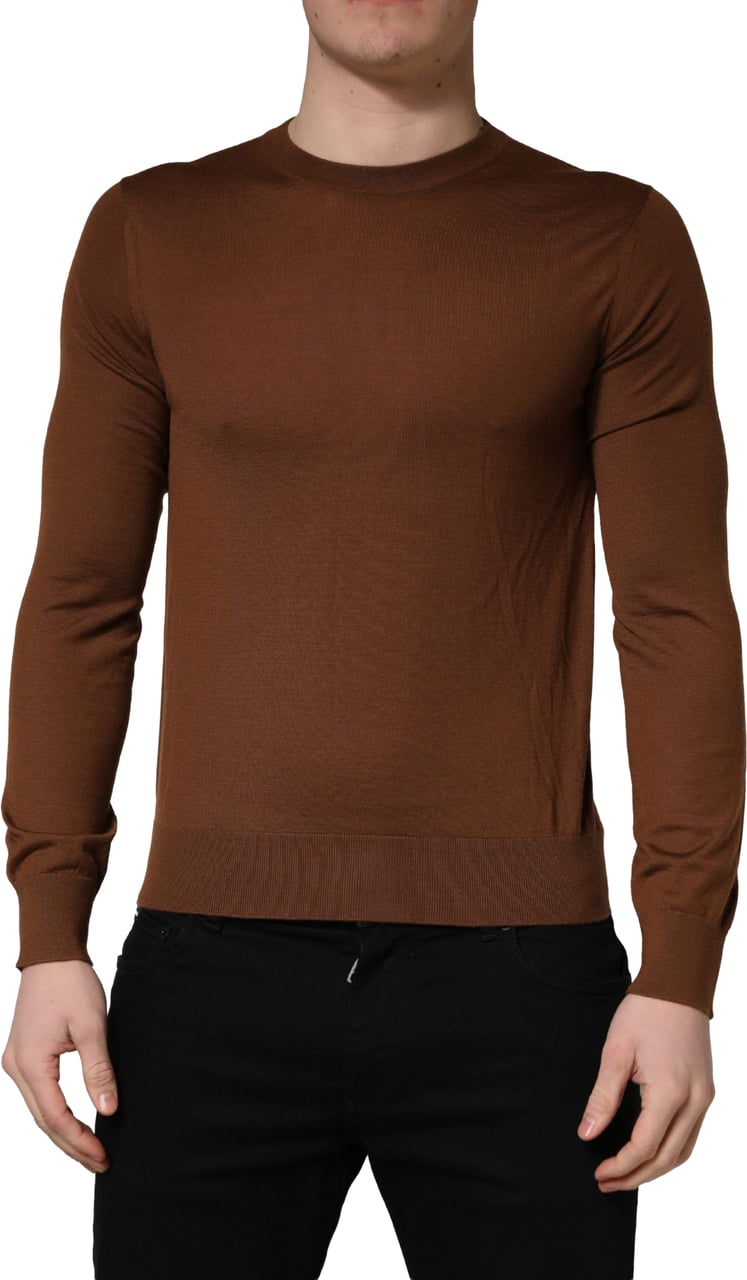 Dolce & Gabbana Brown Cashmere Men Crew Neck Pullover Sweater Bruin