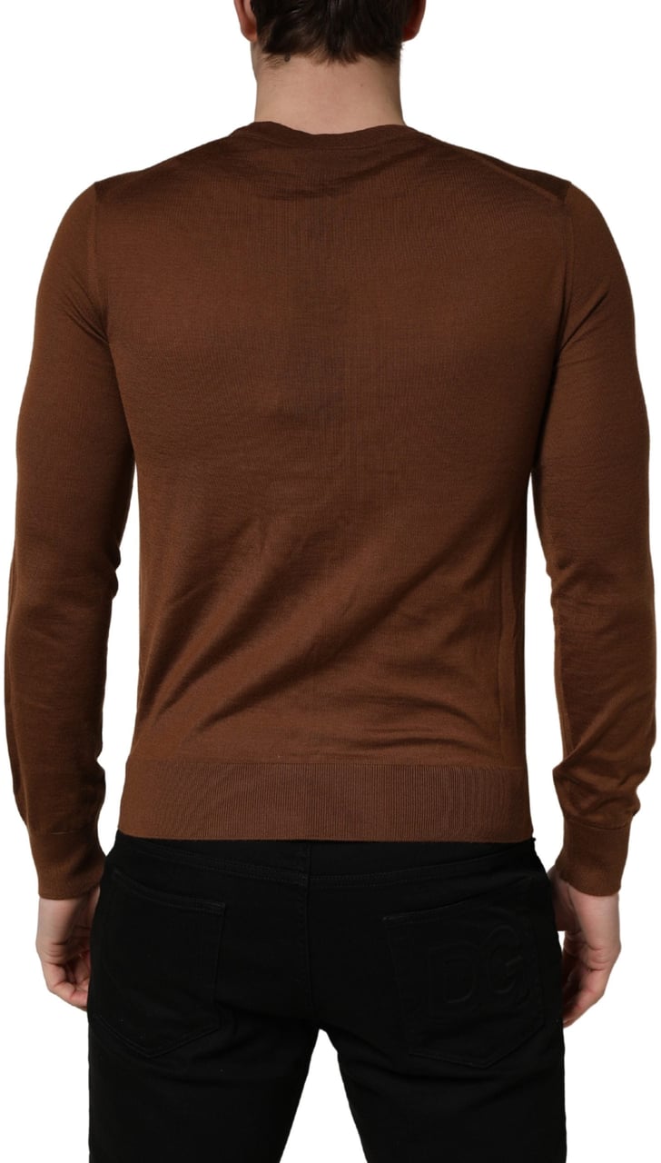Dolce & Gabbana Brown Cashmere Men Crew Neck Pullover Sweater Bruin
