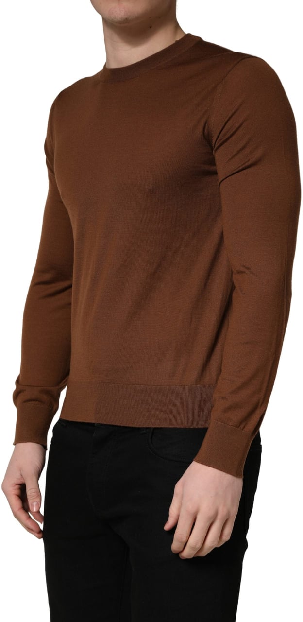 Dolce & Gabbana Brown Cashmere Men Crew Neck Pullover Sweater Bruin