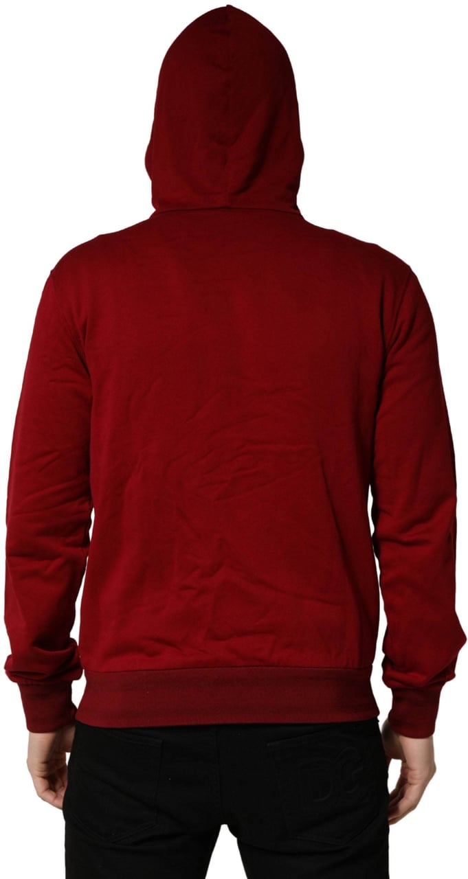 Dolce & Gabbana Red Cotton Full Zip Fleece Men Hoodie Sweater Rood