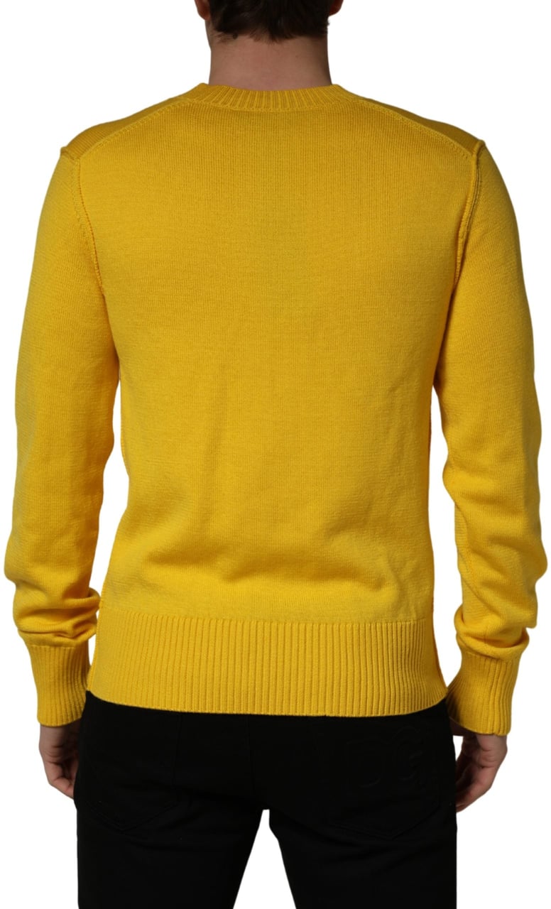 Dolce & Gabbana Wool Knitted V-Neck Pullover Yellow Geel