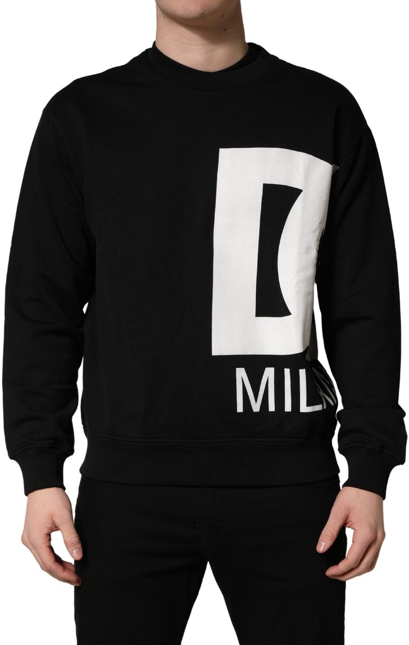 Dolce & Gabbana Black Logo Milano Cotton Sweatshirt Sweater Rood