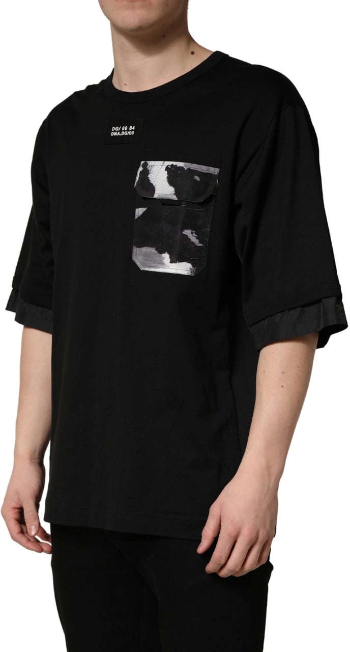 Dolce & Gabbana Black Camouflage Pocket Oversized T-shirt Divers