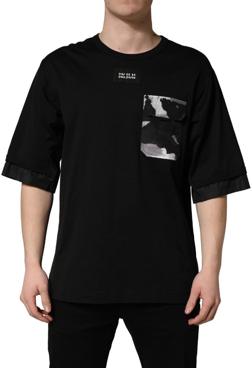 Dolce & Gabbana Black Camouflage Pocket Oversized T-shirt Divers