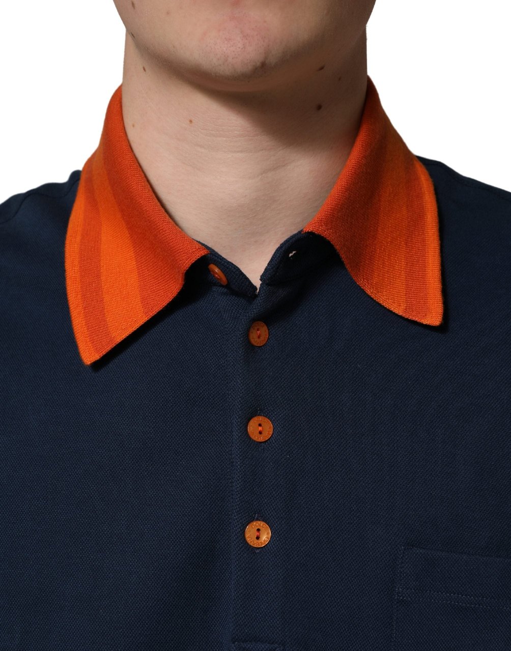 Dolce & Gabbana Navy Blue Cotton Logo Short Sleeves Men Polo T-shirt Blauw