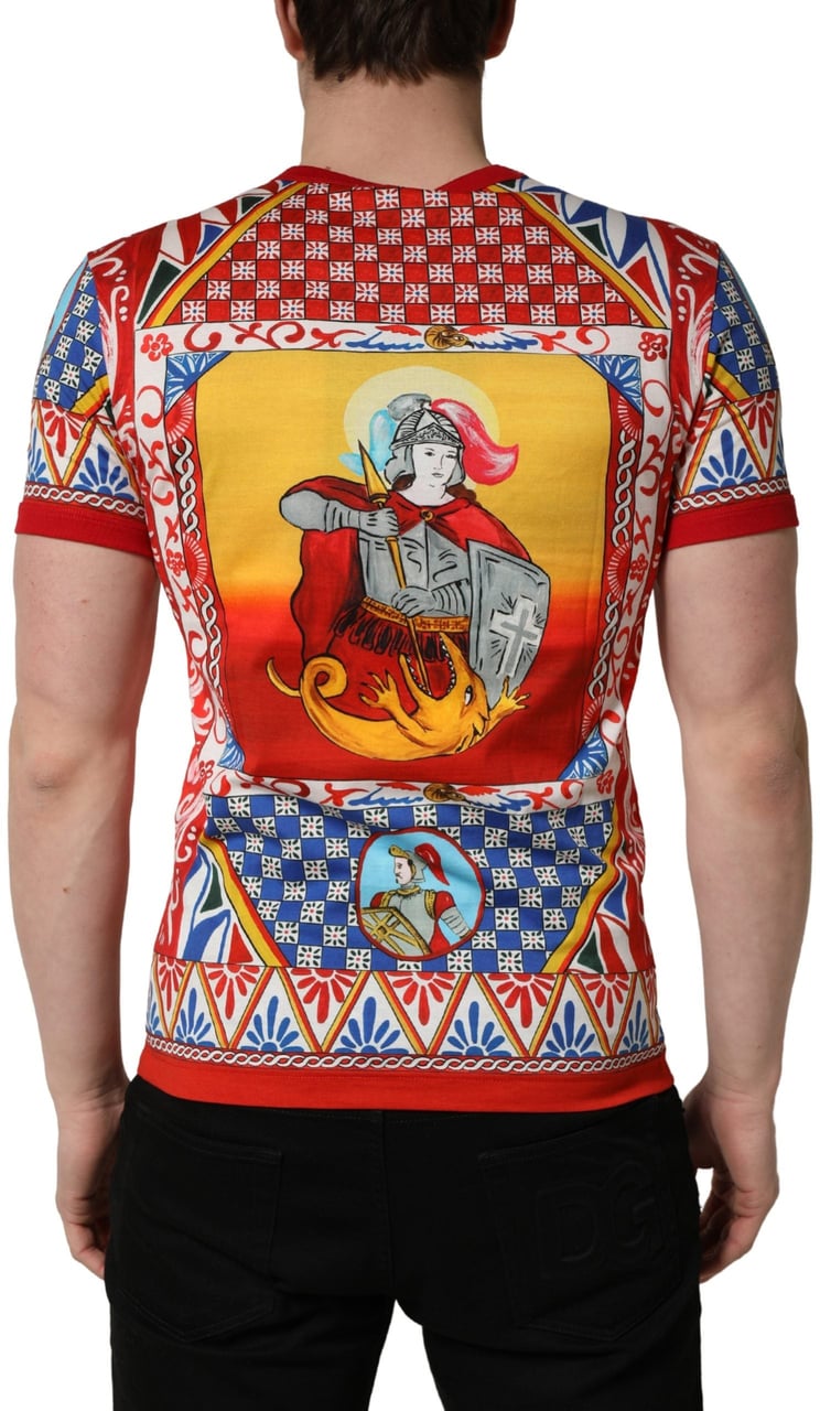 Dolce & Gabbana Multicolor Carretto Print Crew Neck T-shirt Divers