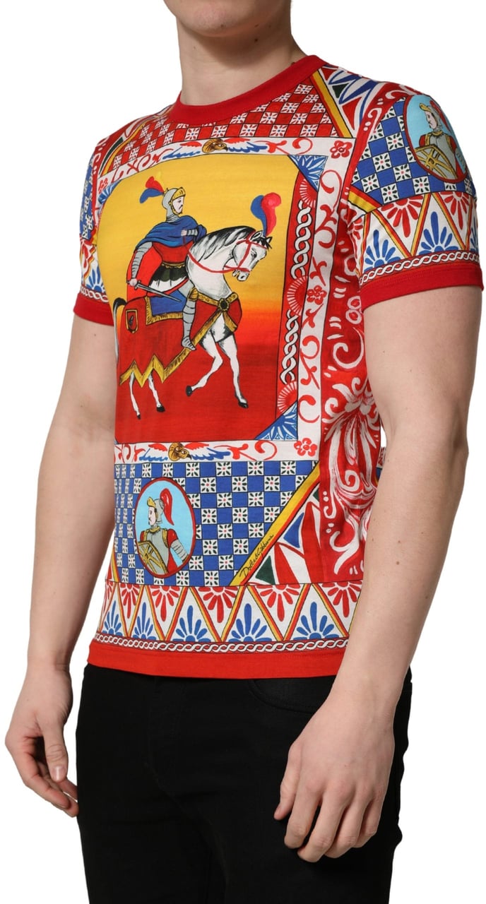 Dolce & Gabbana Multicolor Carretto Print Crew Neck T-shirt Divers