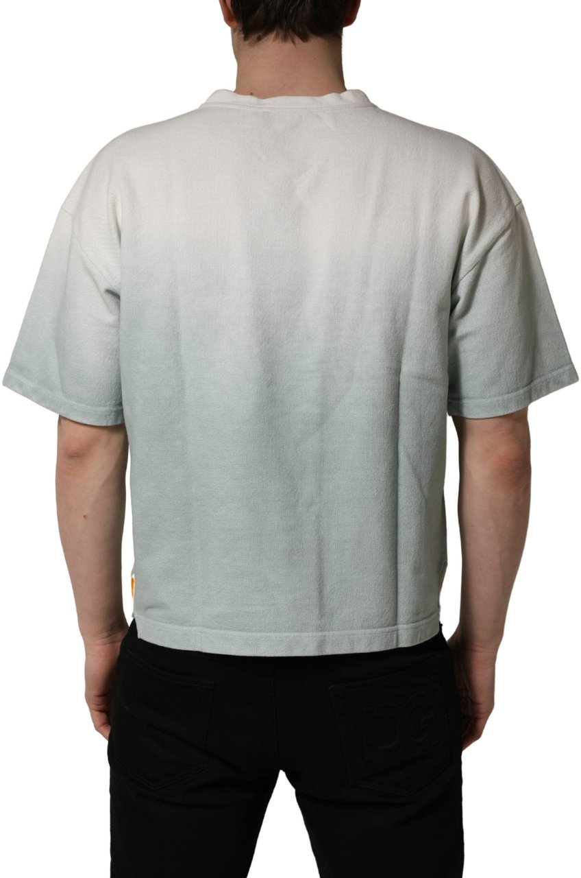 Dolce & Gabbana Green Tie-Dye Graphic Print Cotton Crewneck T-shirt Blauw