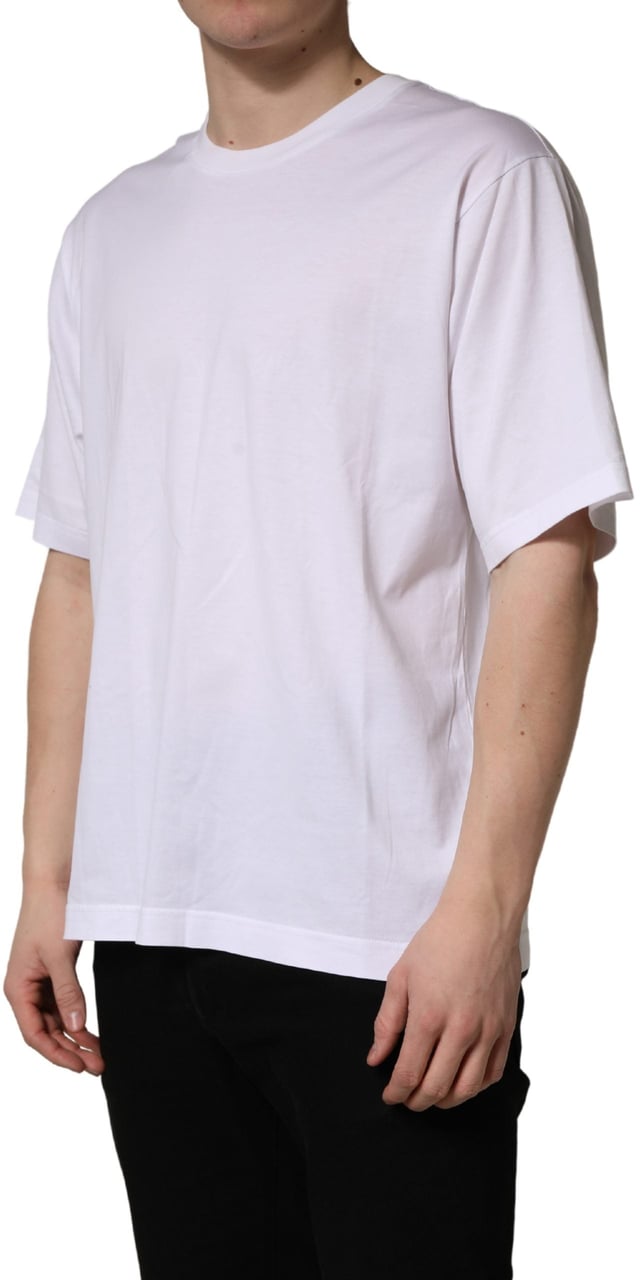 Dolce & Gabbana White Oversized Cotton Men Crew Neck T-shirt Wit