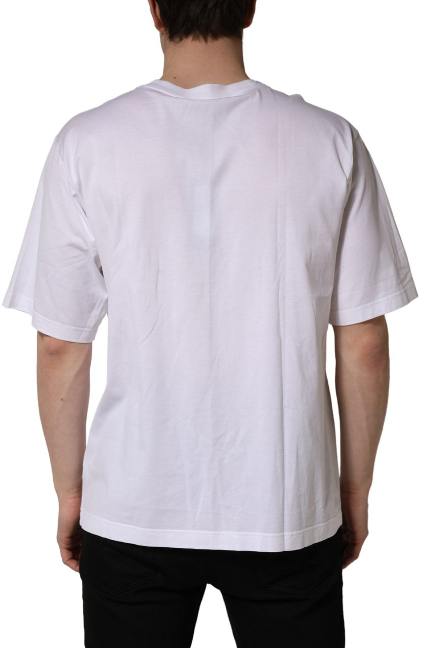 Dolce & Gabbana White Oversized Cotton Men Crew Neck T-shirt Wit
