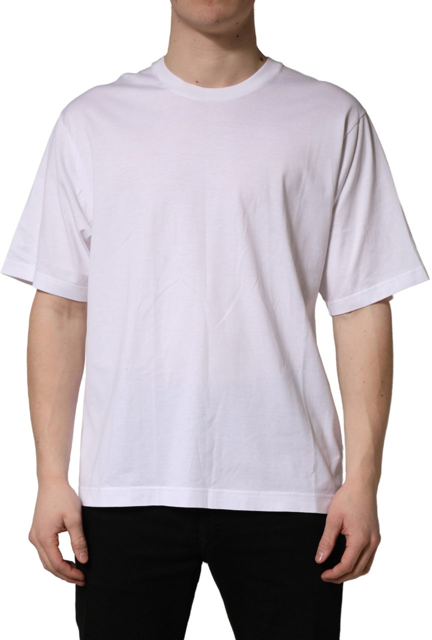 Dolce & Gabbana White Oversized Cotton Men Crew Neck T-shirt Wit