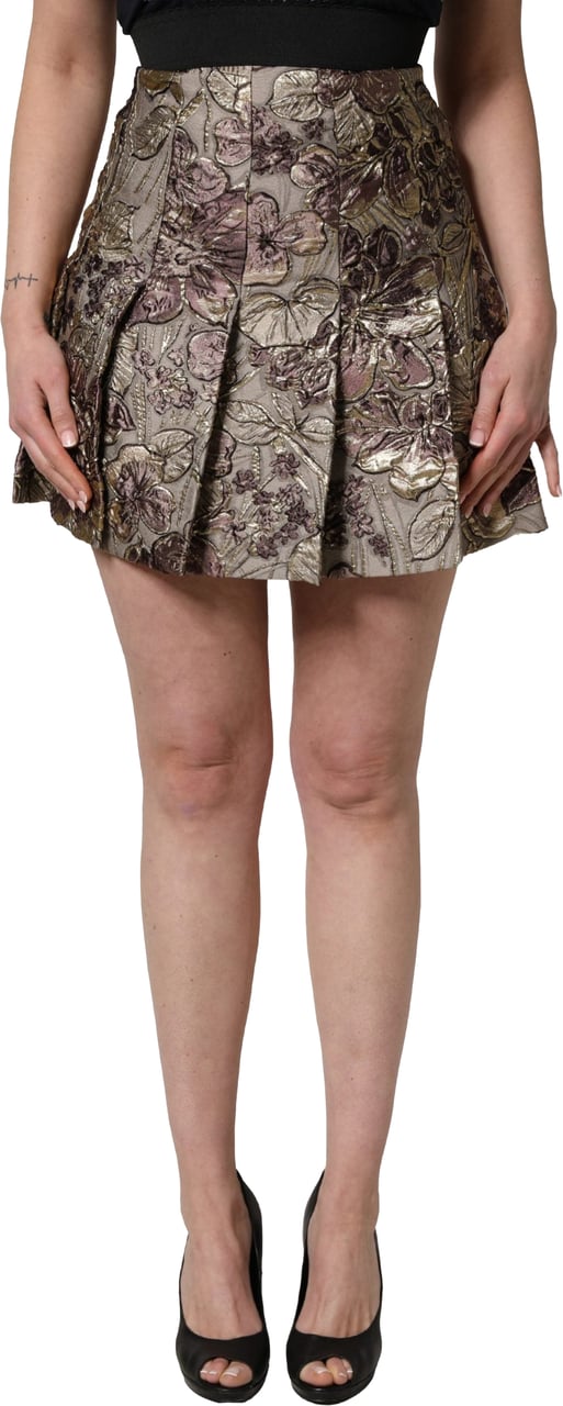 Dolce & Gabbana Multicolor Floral Jacquard A-LineMini Skirt Divers