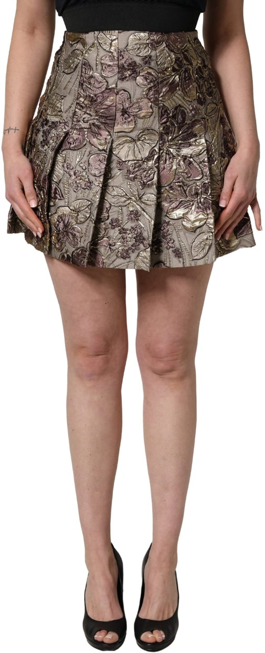 Dolce & Gabbana Multicolor Floral Jacquard A-LineMini Skirt Divers