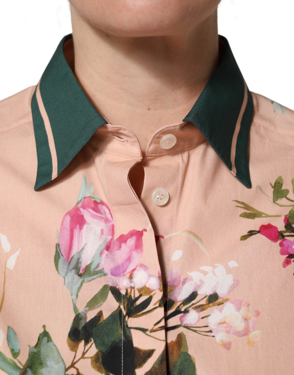 Dolce & Gabbana Pink Floral Cotton Button Front Shirt Top Roze