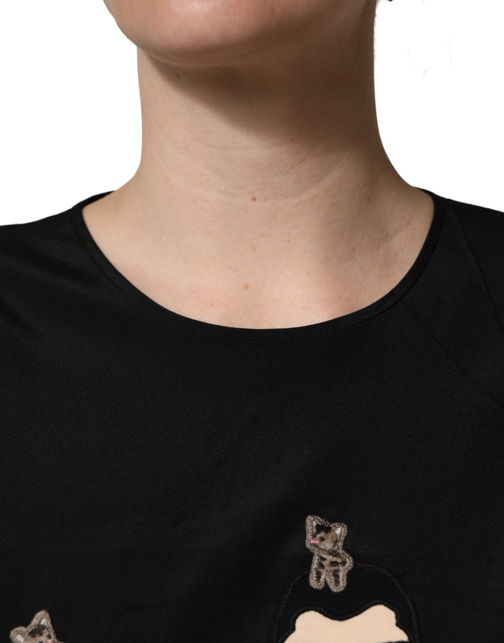Dolce & Gabbana Black #dgfamily Silk Blouse Top Zwart