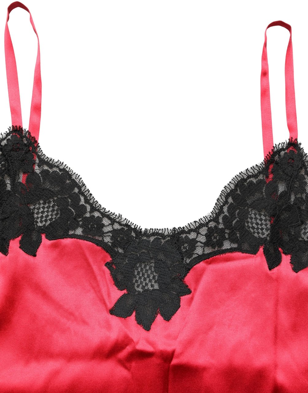 Dolce & Gabbana Red Silk Lace Trim Camisole Sleeveless Tank Top Zwart
