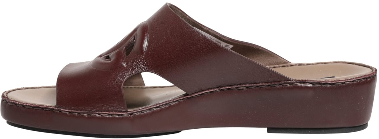 Dolce & Gabbana Maroon Leather Cutout DG Logo Sandals Shoes Maroon