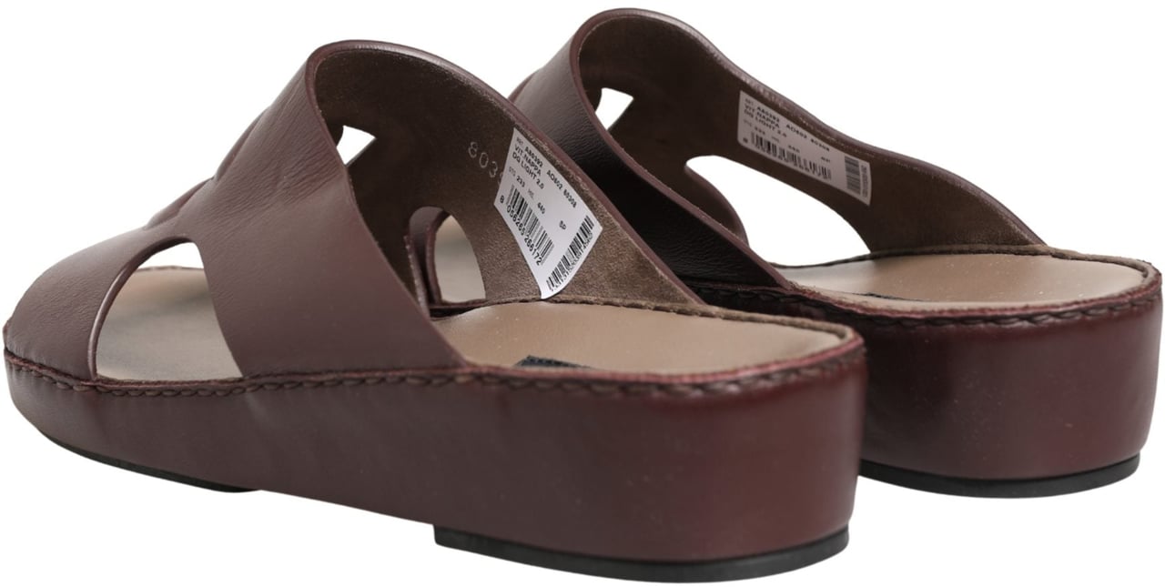Dolce & Gabbana Maroon Leather Cutout DG Logo Sandals Shoes Maroon