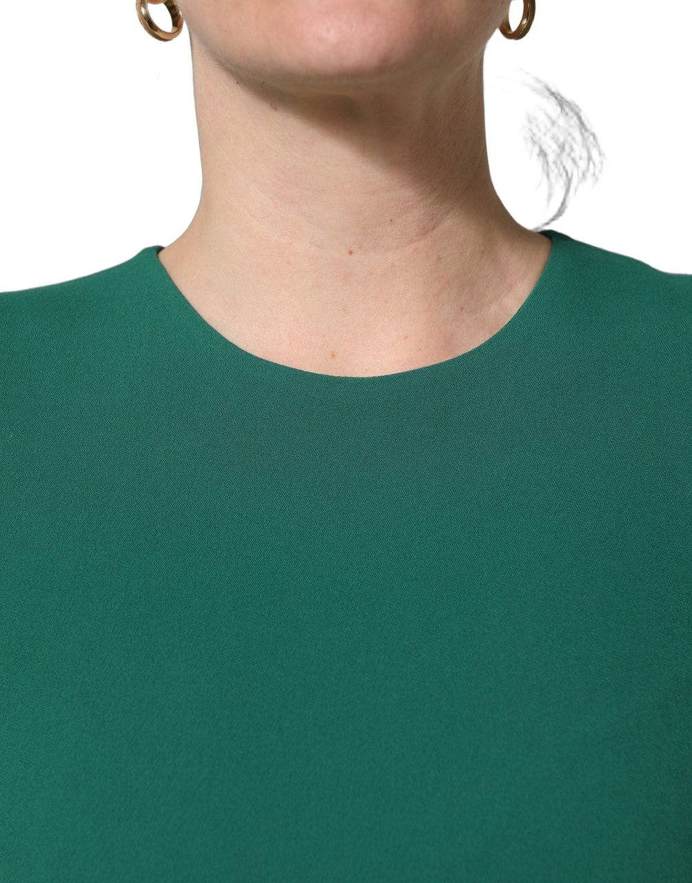 Dolce & Gabbana Green Viscose Long Sleeves A-line Mini Dress Groen