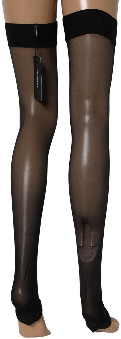 Dolce & Gabbana Black Sheer Nylon Thigh High Stockings Socks Zwart