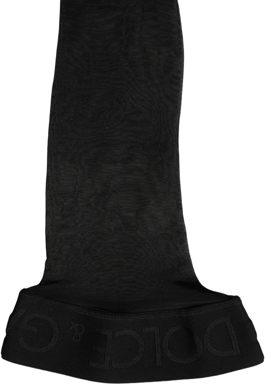 Dolce & Gabbana Black Sheer Nylon Thigh High Stockings Socks Zwart