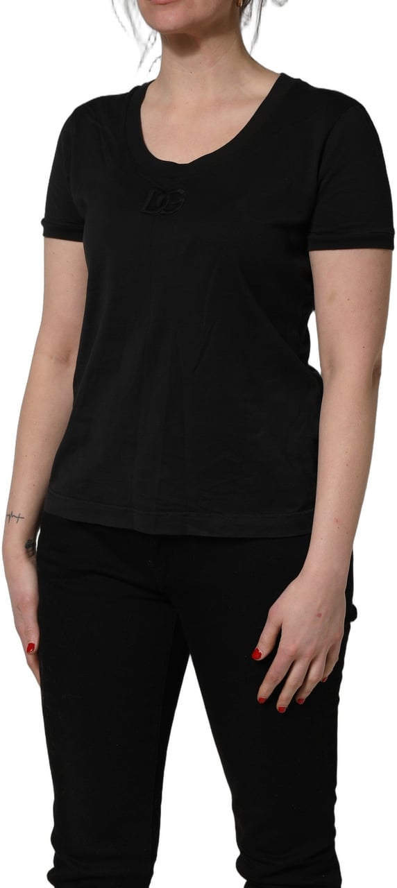 Dolce & Gabbana Black Cotton Short-Sleeve Crew Neck T-shirt Wit