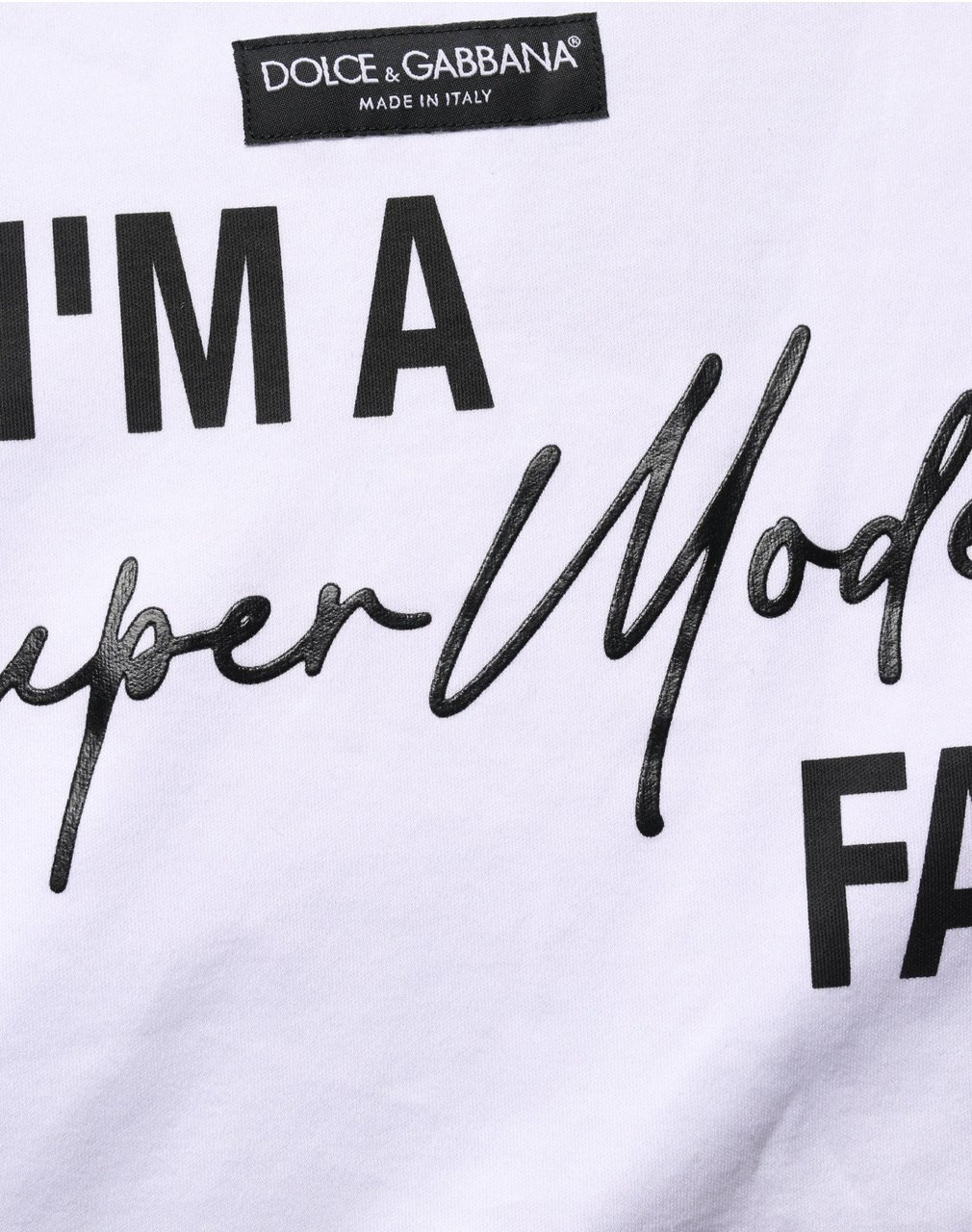 Dolce & Gabbana White I'm A Super Model Fan Print Jersey T-shirt Zwart