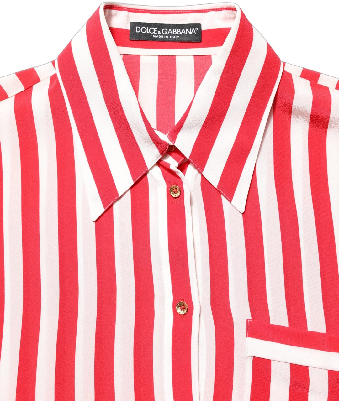 Dolce & Gabbana Red White Striped Long Sleeve Silk Blouse Top Rood