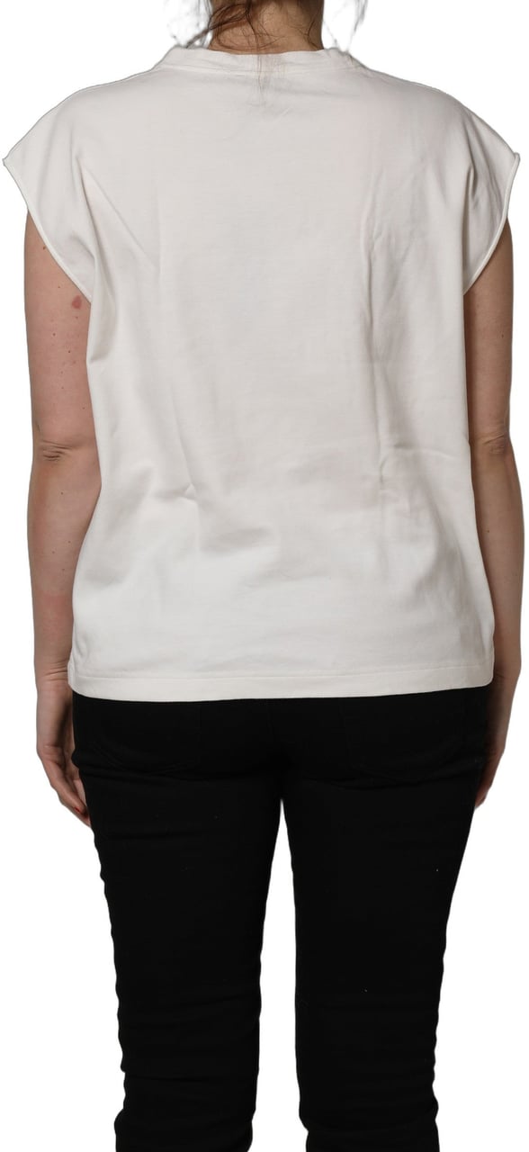 Dolce & Gabbana White Cotton Graphic Sleeveless Tank Top Wit