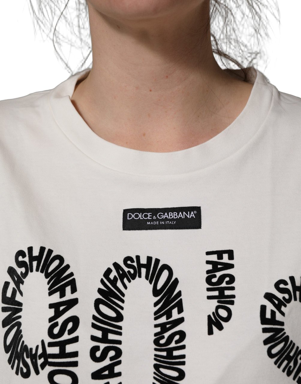 Dolce & Gabbana White Cotton Graphic Sleeveless Tank Top Wit