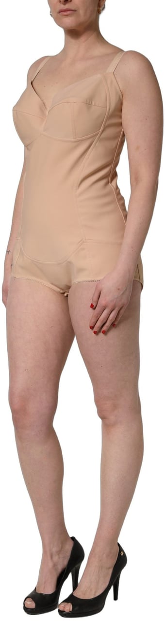 Dolce & Gabbana Nude Nylon Full Body Shaper Bodysuit Top Roze