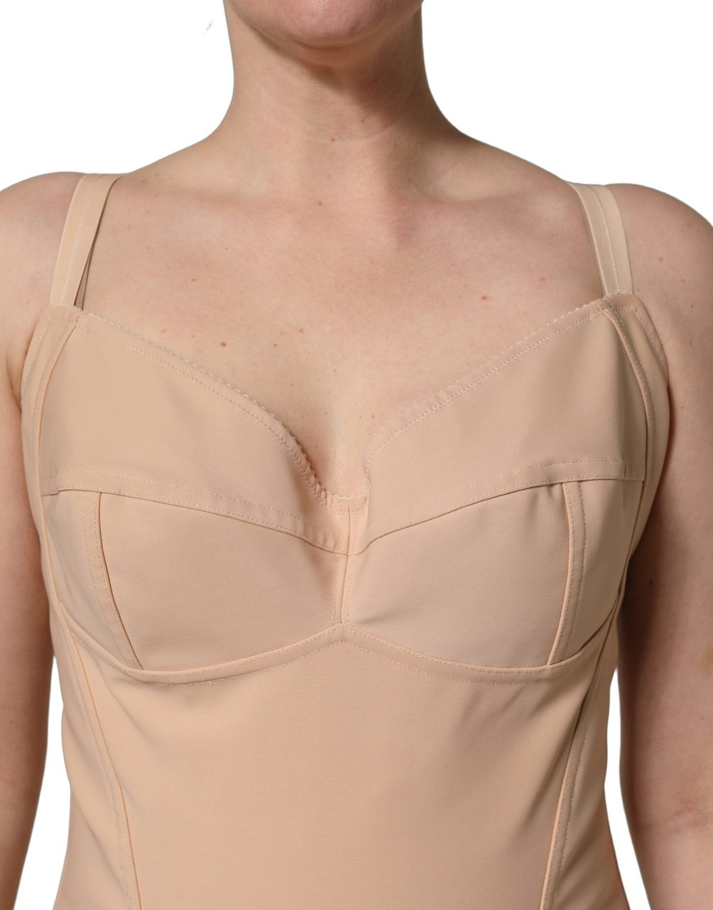 Dolce & Gabbana Nude Nylon Full Body Shaper Bodysuit Top Roze