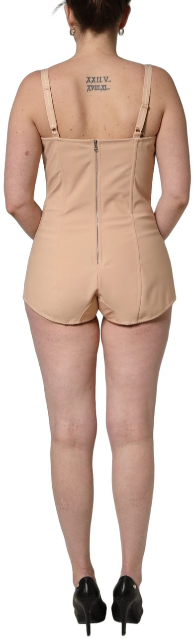 Dolce & Gabbana Nude Nylon Full Body Shaper Bodysuit Top Roze