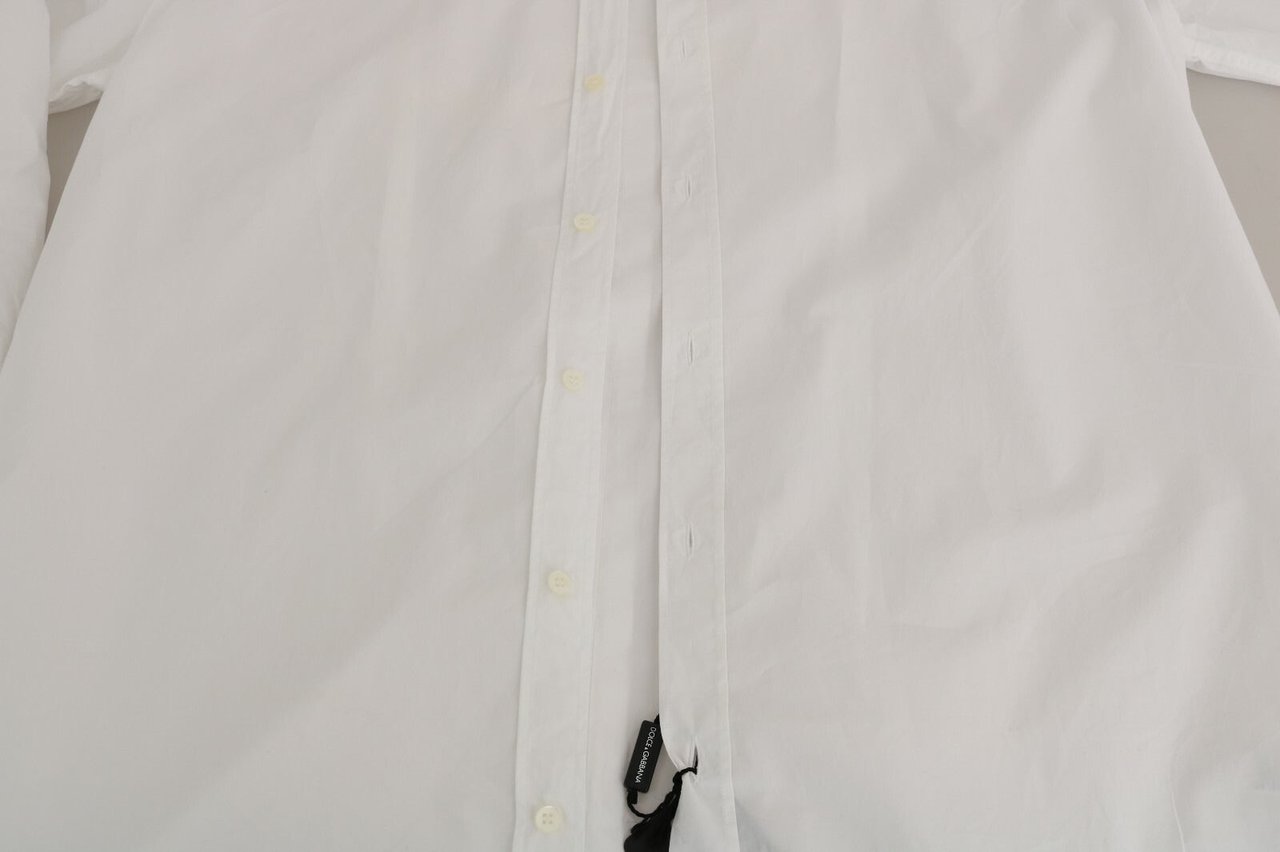 Dolce & Gabbana White 100% Cotton GOLD Slim Dress Shirt Wit