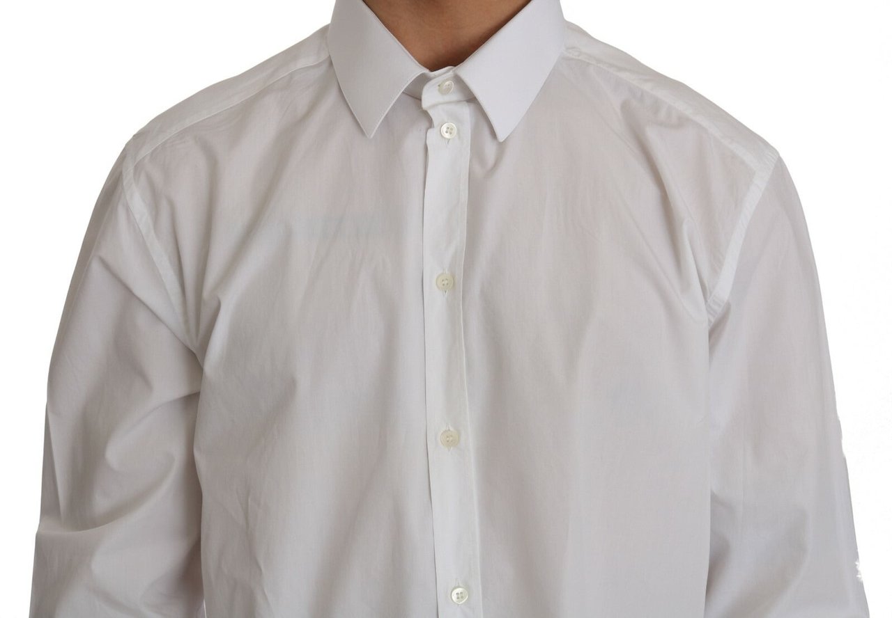 Dolce & Gabbana White 100% Cotton GOLD Slim Dress Shirt Wit