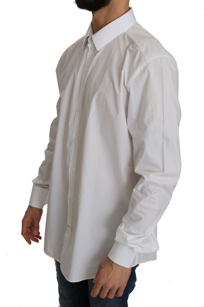 Dolce & Gabbana White 100% Cotton GOLD Slim Dress Shirt Wit