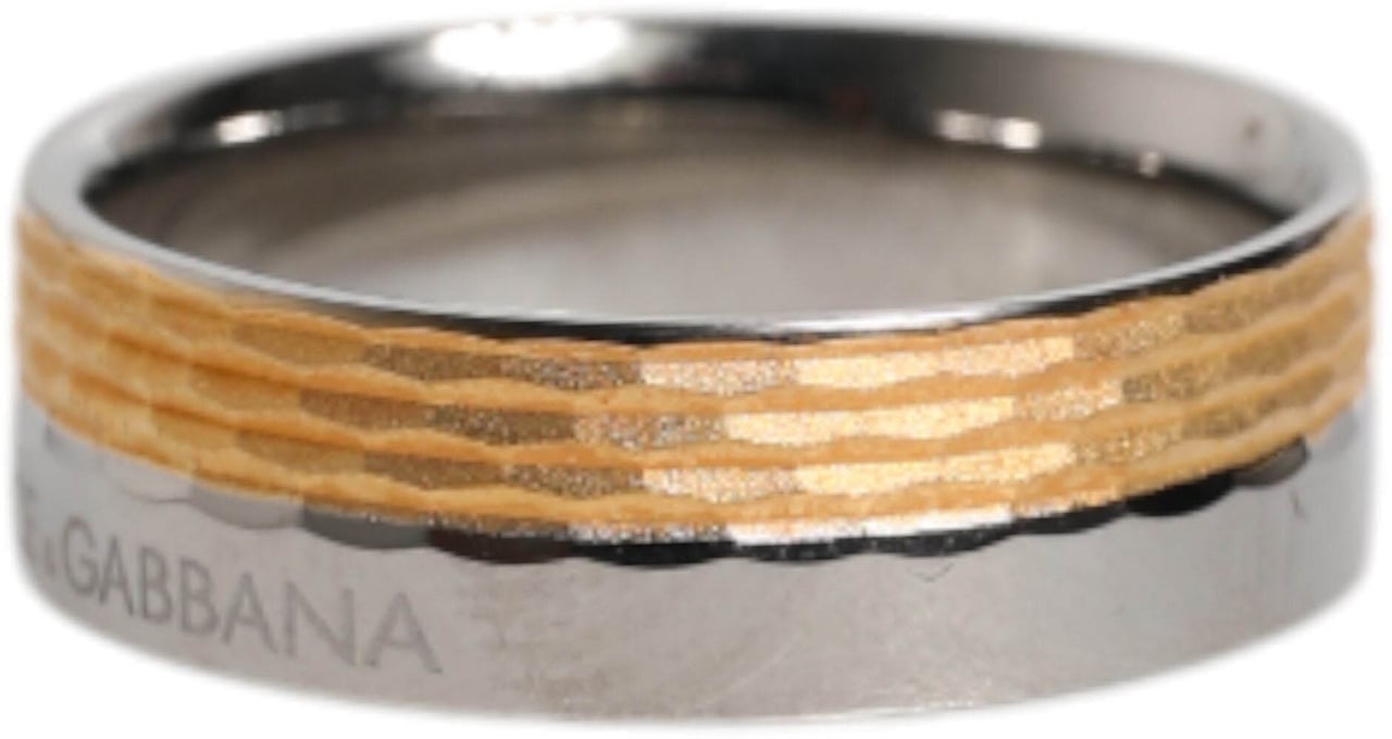 Dolce & Gabbana Gold Silver Tone Real Brass DG Logo Ring Goud