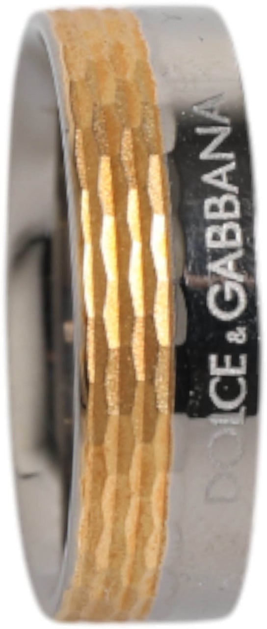 Dolce & Gabbana Gold Silver Tone Real Brass DG Logo Ring Goud