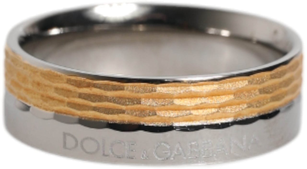 Dolce & Gabbana Gold Silver Tone Real Brass DG Logo Ring Goud