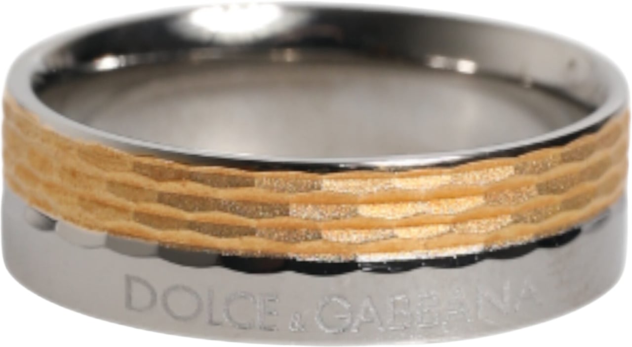 Dolce & Gabbana Gold Silver Tone Real Brass DG Logo Ring Goud