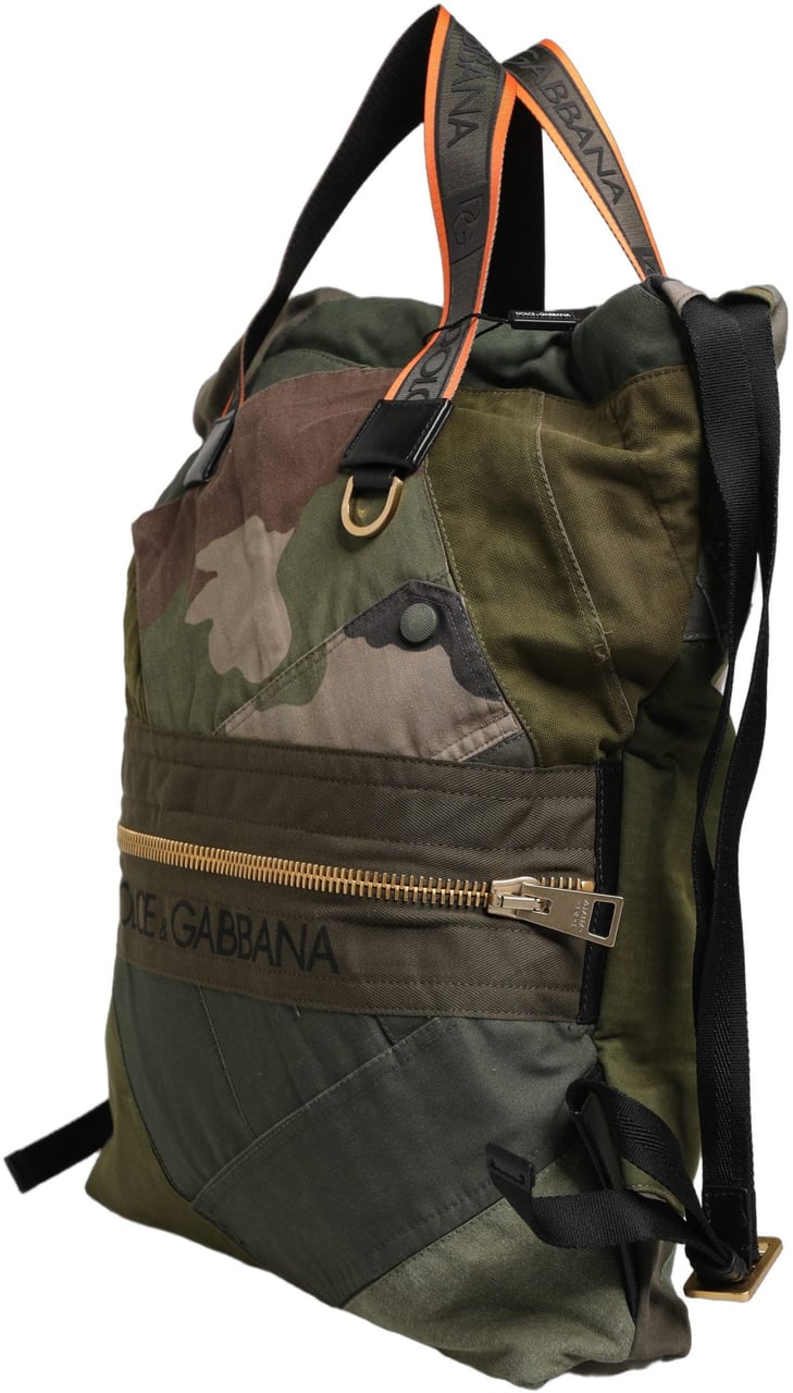 Dolce & Gabbana Military Green Patchwork Rucksack Backpack Borse Men Bag Groen