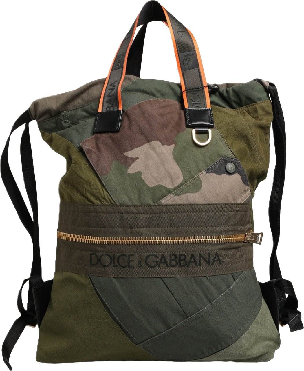 Dolce & Gabbana Military Green Patchwork Rucksack Backpack Borse Men Bag Groen