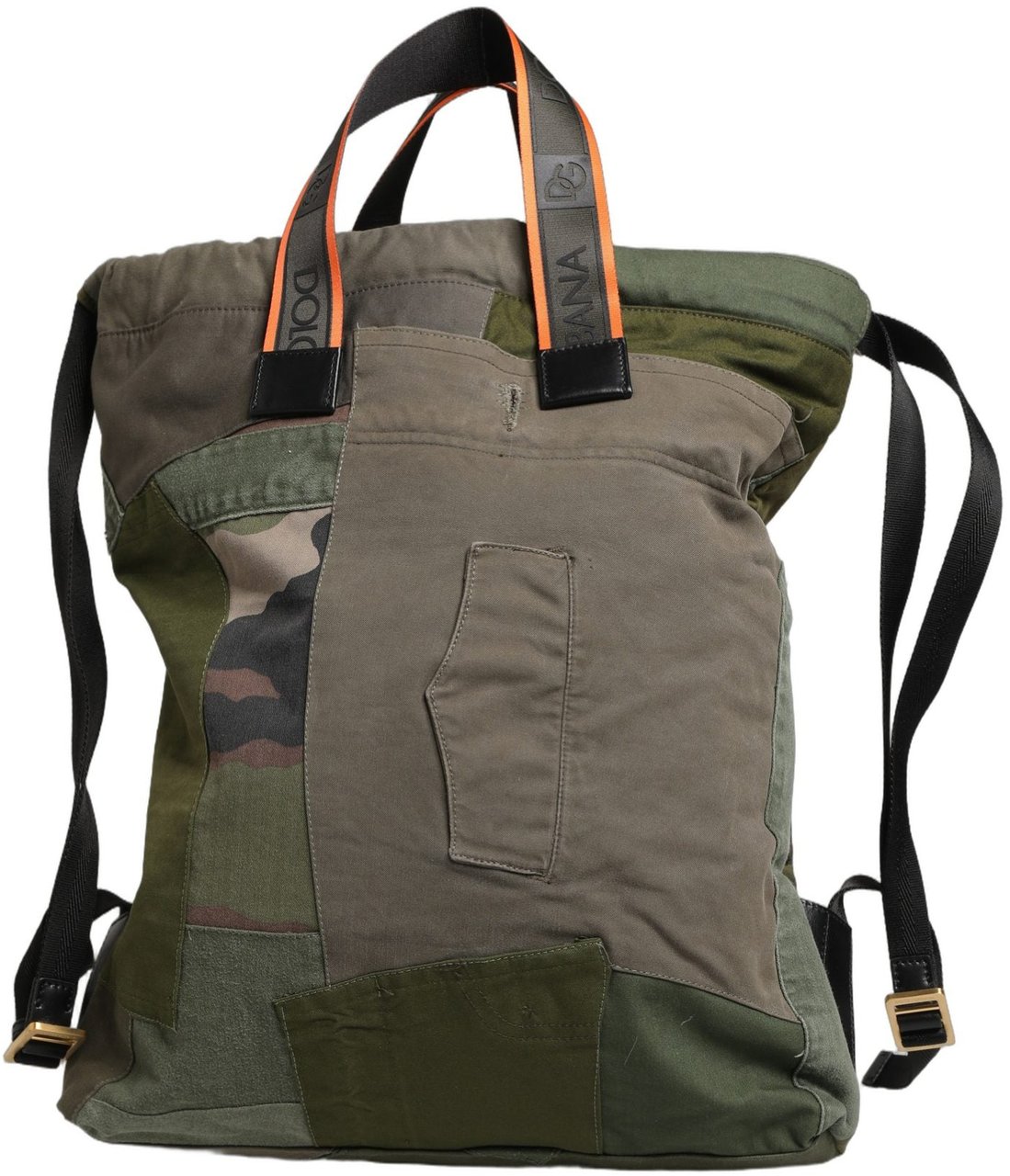 Dolce & Gabbana Military Green Patchwork Rucksack Backpack Borse Men Bag Groen