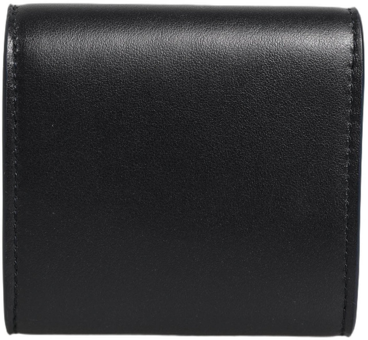 Dolce & Gabbana Black Calfskin Leather Logo Print Bifold CoinPurse Wallet Zwart