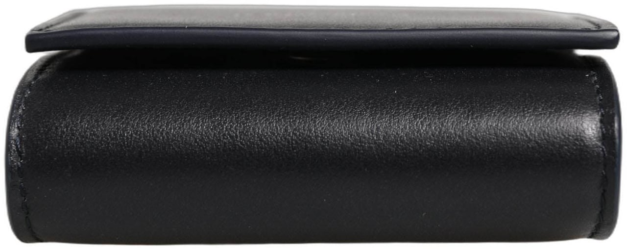 Dolce & Gabbana Black Calfskin Leather Logo Print Bifold CoinPurse Wallet Zwart