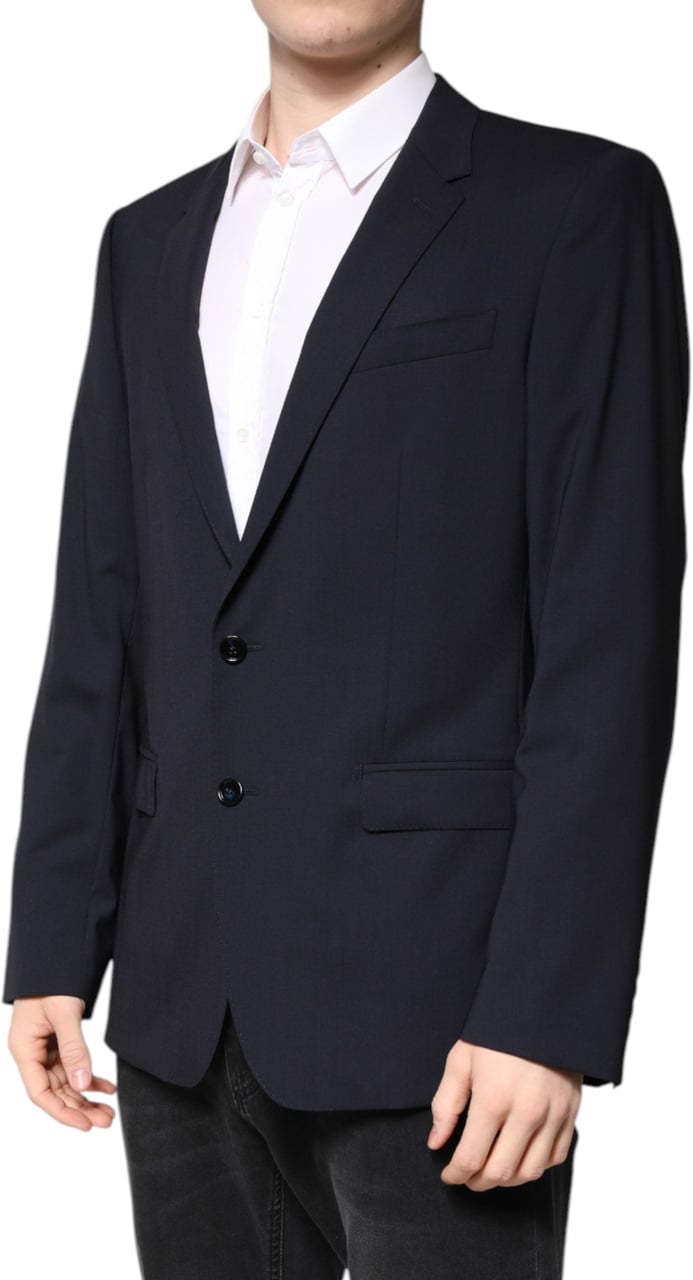 Dolce & Gabbana Blazer MARTINI Dark Blue Wool SingleBreasted Blazer Blauw