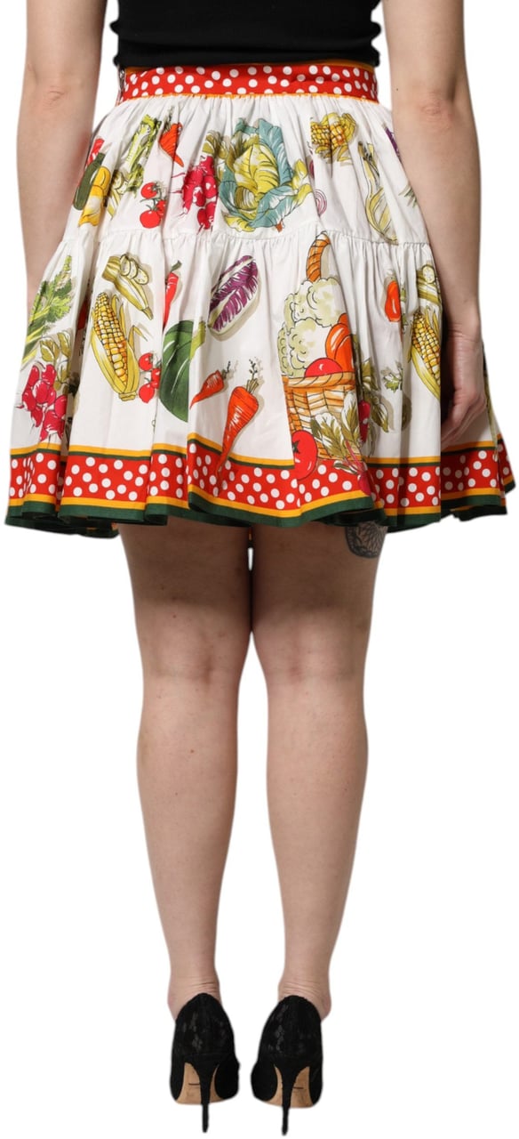 Dolce & Gabbana Multicolor Vegetable Print Short Poplin Mini Skirt Divers