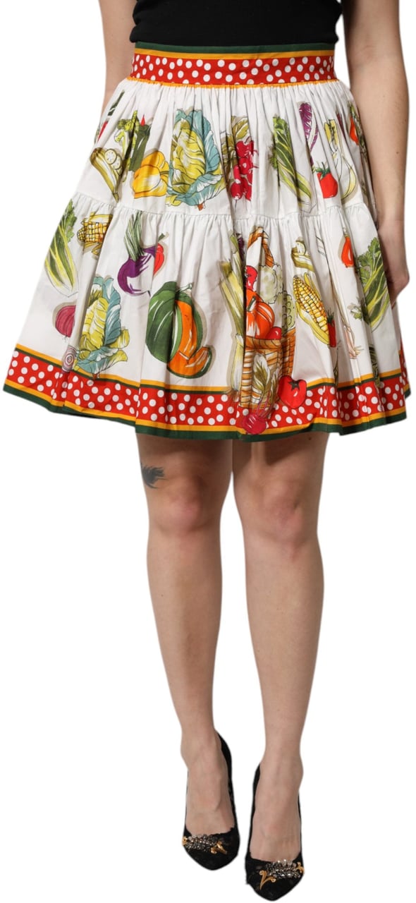 Dolce & Gabbana Multicolor Vegetable Print Short Poplin Mini Skirt Divers
