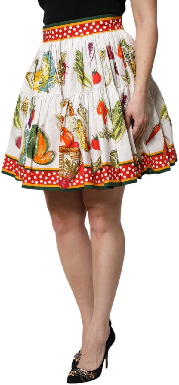 Dolce & Gabbana Multicolor Vegetable Print Short Poplin Mini Skirt Divers