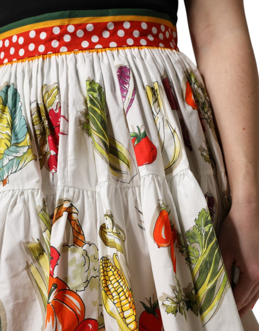 Dolce & Gabbana Multicolor Vegetable Print Short Poplin Mini Skirt Divers